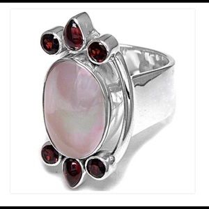 SAJEN-Mabe and Garnet Asymmetrical Sterling Ring